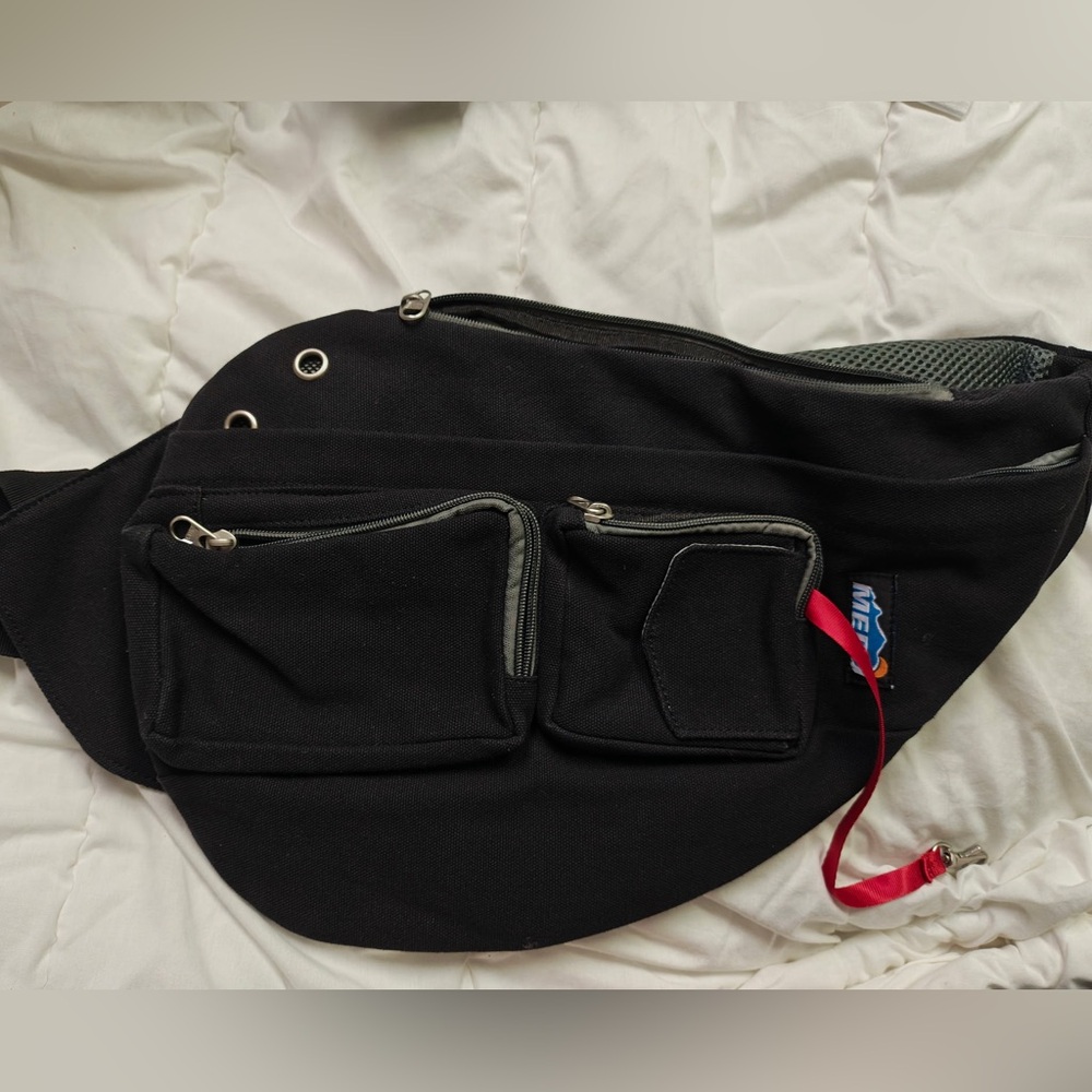 Sleek Black Belt Bag with Red Accent